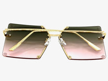 Oversized Exaggerated Vintage Retro Style SUNGLASSES Large Square Green Lens 2338