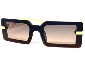 Classy Contemporary Modern Style SUNGLASSES Black & Gold Frame E1972