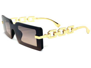 Classy Contemporary Modern Style SUNGLASSES Black & Gold Frame E1972