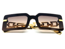 Classy Contemporary Modern Style SUNGLASSES Black & Gold Frame E1972