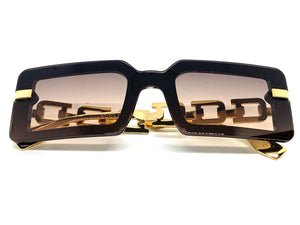 Classy Contemporary Modern Style SUNGLASSES Black & Gold Frame E1972