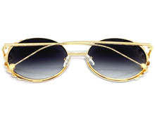 Exaggerated Classic Vintage Retro Style SUNGLASSES Round Red & Gold Frame 8625