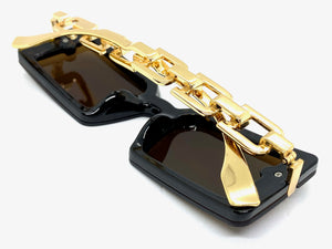 Classy Contemporary Modern Style SUNGLASSES Tortoise & Gold Frame E1972