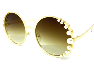 Exaggerated Classic Vintage Retro Style SUNGLASSES Round Gold Frame 8625