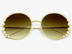 Exaggerated Classic Vintage Retro Style SUNGLASSES Round Gold Frame 8625