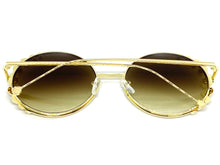 Exaggerated Classic Vintage Retro Style SUNGLASSES Round Gold Frame 8625