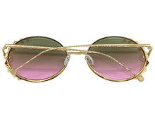 Exaggerated Classic Vintage Retro Style SUNGLASSES Round White & Gold Frame 8625