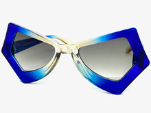 Exaggerated Classic Vintage Retro Style SUNGLASSES Funky Blue Frame P0138