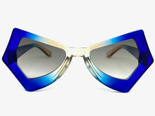 Exaggerated Classic Vintage Retro Style SUNGLASSES Funky Blue Frame P0138