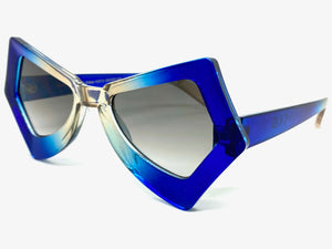 Exaggerated Classic Vintage Retro Style SUNGLASSES Funky Blue Frame P0138