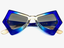 Exaggerated Classic Vintage Retro Style SUNGLASSES Funky Blue Frame P0138