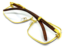 Classy Elegant Retro Luxury Aviator Style Clear Lens EYEGLASSES Gold & Wooden Frame 2691