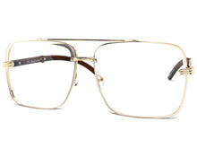 Classy Elegant Retro Luxury Aviator Style Clear Lens EYEGLASSES Rose Gold & Wooden Frame 2691