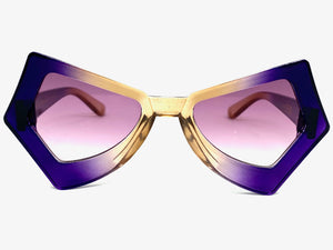 Exaggerated Classic Vintage Retro Style SUNGLASSES Funky Purple Frame P0138