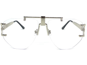 Classy Elegant Retro Luxury Aviator Style Clear Lens EYEGLASSES Silver Frame 2610