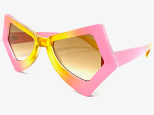 Exaggerated Classic Vintage Retro Style SUNGLASSES Funky Pink Frame P0138