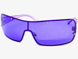 Classic Modern Retro Shield Wrap Style SUNGLASSES Sleek Purple Frame 5276