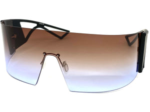 Oversized Modern Retro Wrap Shield Style SUNGLASSES Huge X-Large Rimless Frame 2308