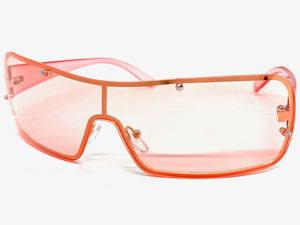 Classic Modern Retro Shield Wrap Style SUNGLASSES Sleek Pink Frame 5276