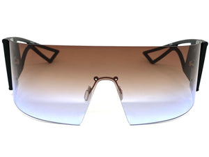 Oversized Modern Retro Wrap Shield Style SUNGLASSES Huge X-Large Rimless Frame 2308