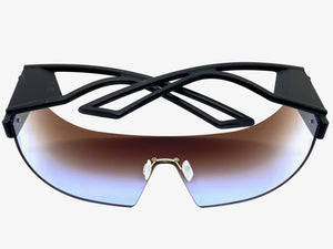 Oversized Modern Retro Wrap Shield Style SUNGLASSES Huge X-Large Rimless Frame 2308