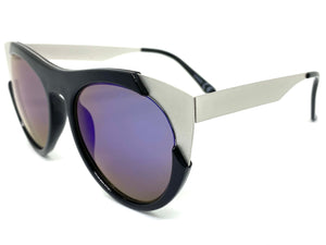 Exaggerated Funky Vintage Retro Style SUNGLASSES Black & Silver Frame 6616