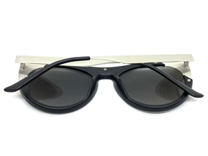 Exaggerated Funky Vintage Retro Style SUNGLASSES Black & Silver Frame 6616