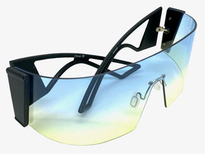 Oversized Modern Retro Wrap Shield Style SUNGLASSES Huge X-Large Rimless Frame 2308