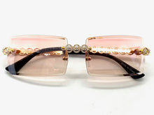 Classy Elegant Luxury Modern Bling Hip Hop Style SUNGLASSES Gold Rimless Frame E0927