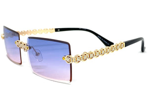 Classy Elegant Luxury Modern Bling Hip Hop Style SUNGLASSES Gold Rimless Frame E0927