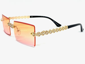 Classy Elegant Luxury Modern Bling Hip Hop Style SUNGLASSES Gold Rimless Frame E0927