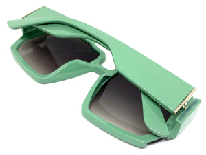 Oversized Classic Vintage Retro Style SUNGLASSES Large Funky Pale Teal Frame 80292