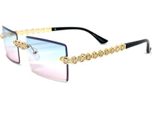 Classy Elegant Luxury Modern Bling Hip Hop Style SUNGLASSES Gold Rimless Frame E0927