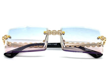 Classy Elegant Luxury Modern Bling Hip Hop Style SUNGLASSES Gold Rimless Frame E0927