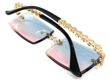 Classy Elegant Luxury Modern Bling Hip Hop Style SUNGLASSES Gold Rimless Frame E0927