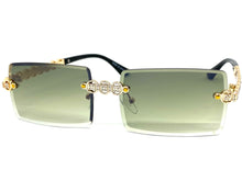 Classy Elegant Luxury Modern Bling Hip Hop Style SUNGLASSES Gold Rimless Frame E0927