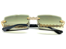 Classy Elegant Luxury Modern Bling Hip Hop Style SUNGLASSES Gold Rimless Frame E0927