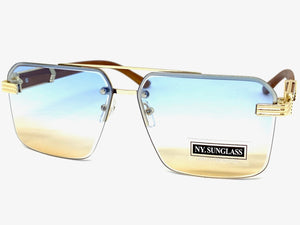 Men's Classy Elegant Luxury Designer Hip Hop Style SUNGLASSES Gold & Wooden Frame 8365
