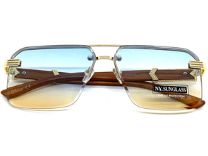 Men's Classy Elegant Luxury Designer Hip Hop Style SUNGLASSES Gold & Wooden Frame 8365