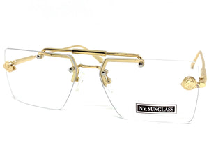 Classy Elegant Luxury Designer Hip Hop Style Clear Lens EYEGLASSES Gold Frame 8338