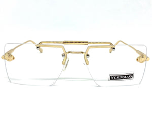 Classy Elegant Luxury Designer Hip Hop Style Clear Lens EYEGLASSES Gold Frame 8338