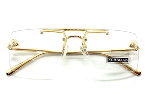 Classy Elegant Luxury Designer Hip Hop Style Clear Lens EYEGLASSES Gold Frame 8338