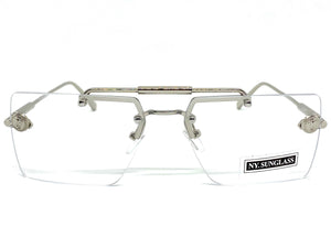 Classy Elegant Luxury Designer Hip Hop Style Clear Lens EYEGLASSES Silver Frame 8338