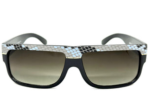 Classic Vintage Retro Hip Hop Rapper Pimp Style SUNGLASSES Thick Black Snakeskin Frame 1221