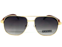 Classy Elegant Luxury Designer Hip Hop Aviator Style SUNGLASSES Gold & Wooden Frame 8346