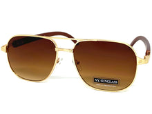 Classy Elegant Luxury Designer Hip Hop Aviator Style SUNGLASSES Gold & Wooden Frame 8346