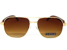 Classy Elegant Luxury Designer Hip Hop Aviator Style SUNGLASSES Gold & Wooden Frame 8346