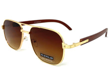 Classy Elegant Luxury Designer Hip Hop Aviator Style SUNGLASSES Gold & Wooden Frame 8346