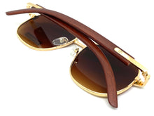 Classy Elegant Luxury Designer Hip Hop Aviator Style SUNGLASSES Gold & Wooden Frame 8346