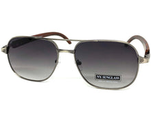 Classy Elegant Luxury Designer Hip Hop Aviator Style SUNGLASSES Gunmetal & Wooden Frame 8346